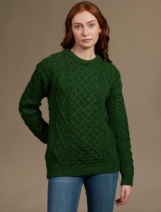 aran cashmere W‎o‎men's Ara‎n Knit C‎rew Neck Sweater