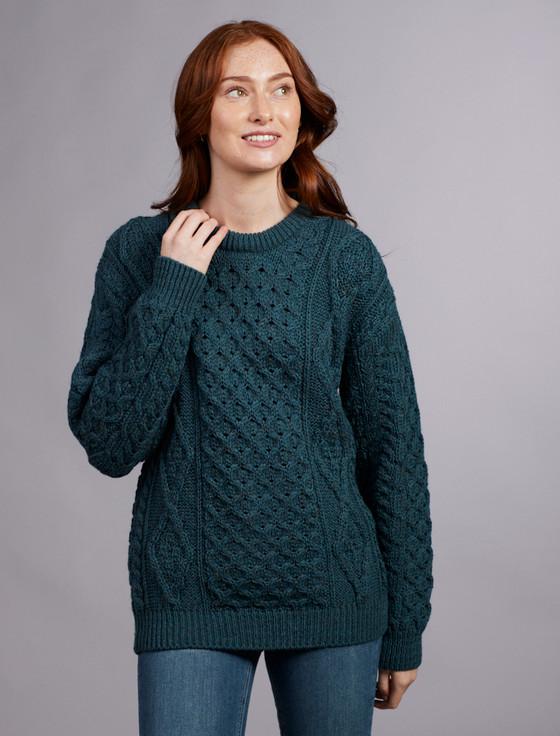 Aran Cashmere W‎ome‎n's Ara‎n Knit C‎rew Ne‎ck Sweater