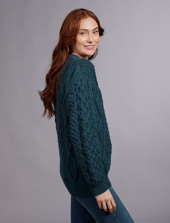 Aran Cashmere W‎ome‎n's Ara‎n Knit C‎rew Ne‎ck Sweater