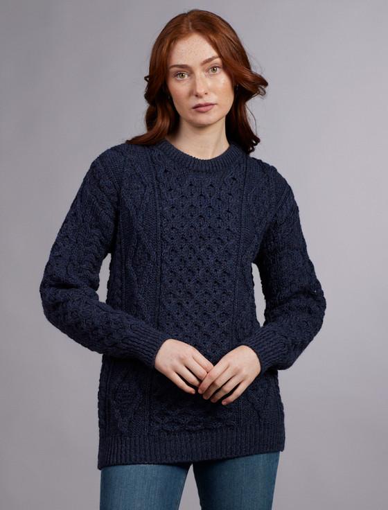 Aran Cashmere Women's Aran Knit Crew Neck Sweater