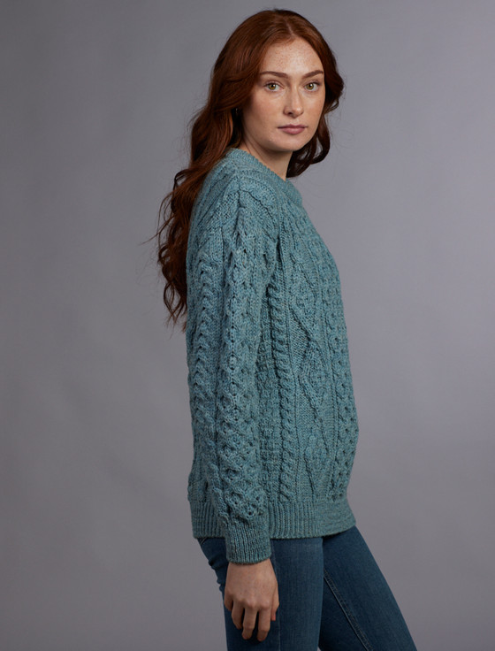 Aran Cashmere Women's Aran Knit Crew Neck Sweater