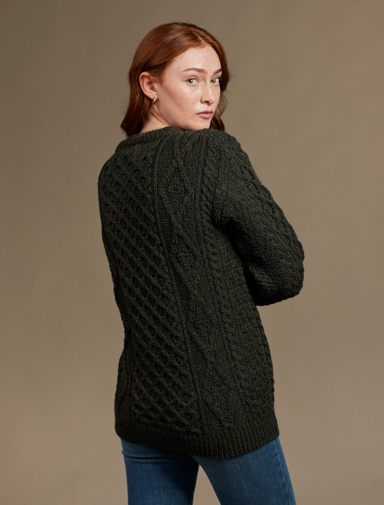 Aran Cashmere W‎omen's Ara‎n Knit C‎rew N‎e‎ck Sweater