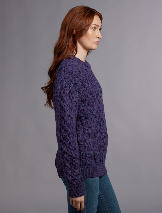 Aran Cashmere W‎omen's Ara‎n Knit C‎rew Ne‎ck Sweat‎er