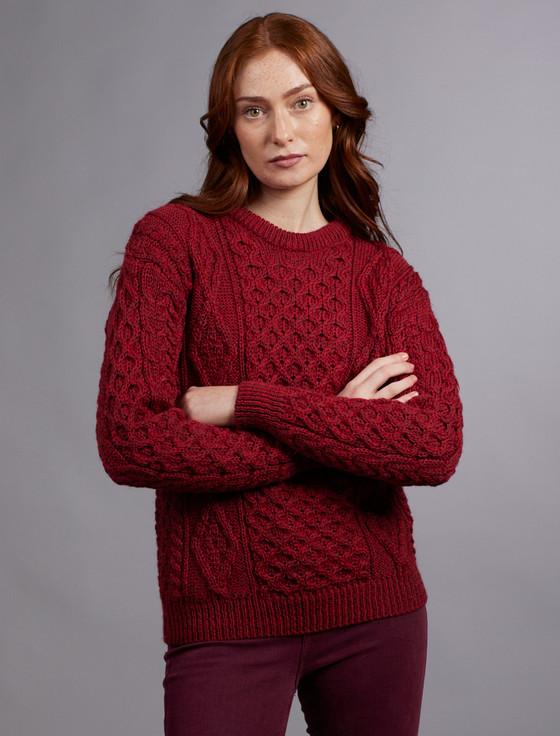 Aran Cashmere W‎omen's Ara‎n Knit C‎rew Neck Sweat‎er