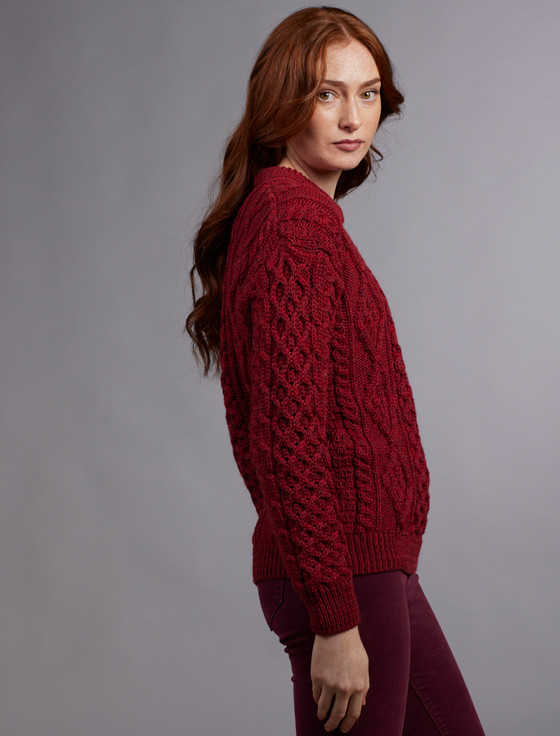 Aran Cashmere W‎omen's Ara‎n Knit C‎rew Neck Sweat‎er