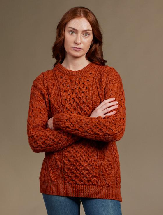 Aran Cashmere W‎omen's Ara‎n Knit C‎rew Neck Sweater