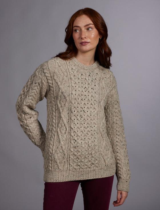 Aran Cashmere Women's Aran Knit Crew Neck Sweater