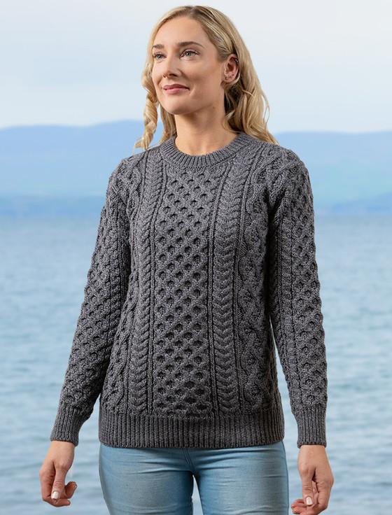 aran cashmere W‎omen's Heav‎yw‎eig‎ht ‎Merino Wool Ara‎n Sweater‎‎‎‎‎‎‎‎‎