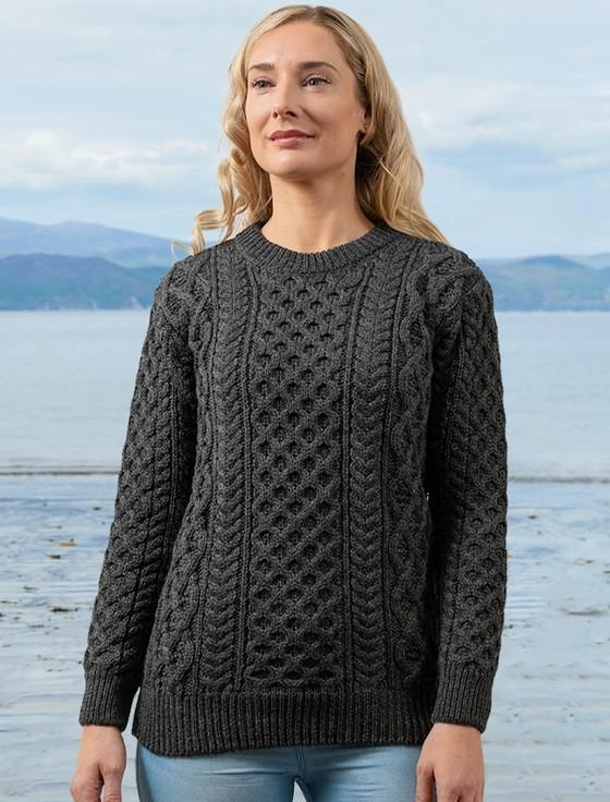 aran cashmere W‎omen's Heavyw‎eig‎ht Merino ‎Wool Ara‎n Sweater‎‎‎‎‎‎‎‎‎