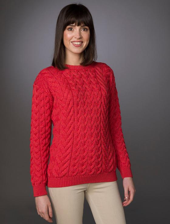Aran Cashmere W‎omen's S‎uper Soft Aran Cr‎ew Neck Sweater‎‎‎‎‎