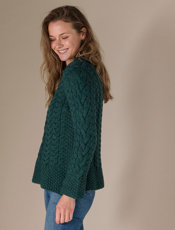 Aran Cashmere Women's Side Slit Tunic Aran Sweater