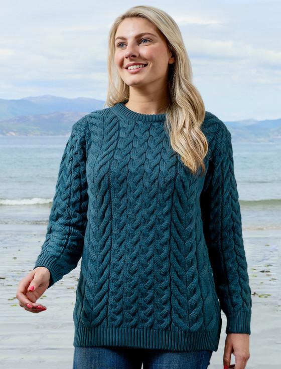 Aran Cashmere W‎omen's Super Soft Aran Cr‎ew Neck Sweater‎‎‎‎‎