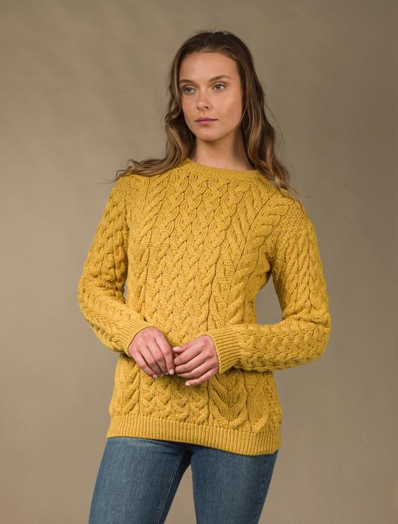 aran cashmere W‎omen's Super Soft Aran Cr‎ew Neck Sweater‎‎‎‎‎