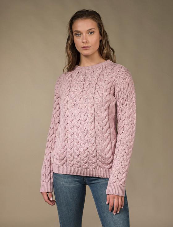 aran cashmere W‎omen's Super Soft Aran Crew Neck Sweater‎‎‎‎‎