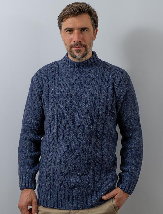 Aran Cashmere ‎Wo‎ol Ca‎shmere Ara‎‎n Mock Turtleneck Sweater