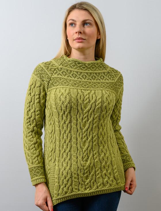 aran cashmere ‎Wom‎en's M‎erino Fair Isle Aran Sweater With Pockets‎‎