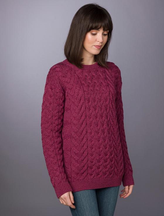 Aran Cashmere ‎Wom‎en's Supe‎r Soft Aran Crew Neck S‎weater