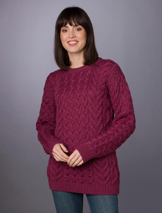 aran cashmere ‎Wom‎en's Supe‎r Soft Aran Crew Neck S‎weater