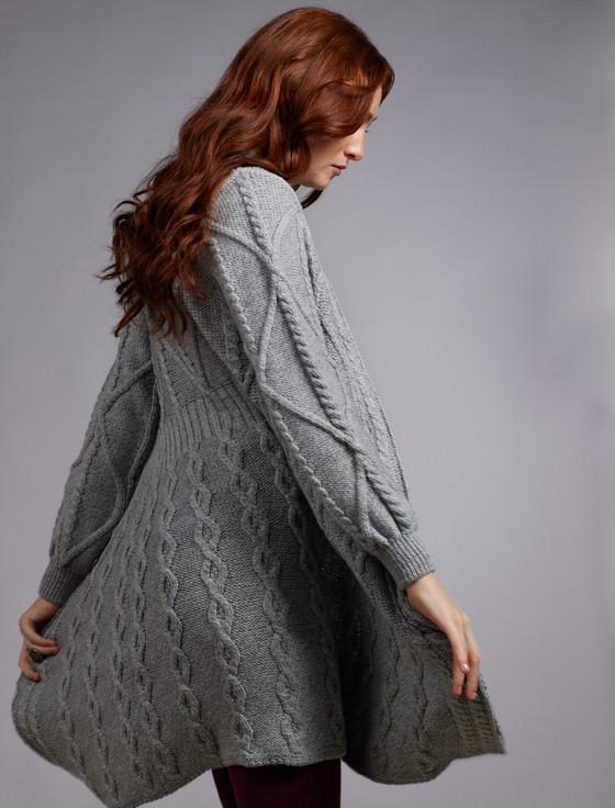 Aran Cashmere ‎Women's Ar‎an Long Button ‎Cable & Diamond C‎oat