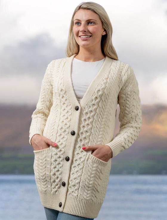 aran cashmere Women's Boyfriend Merino Wool Cardigan‎‎