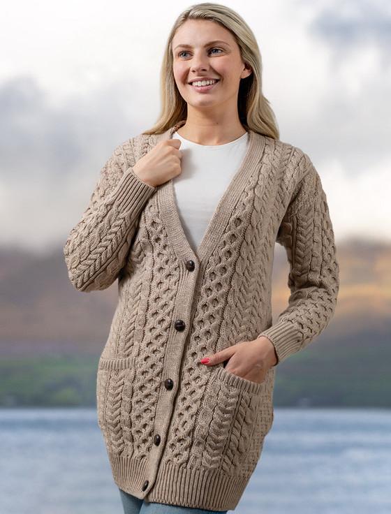 aran cashmere Women's Boyfriend Merino Wool Cardigan‎‎‎