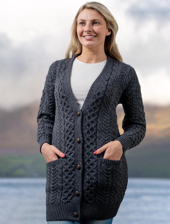 aran cashmere Women's Boyfriend Merino Wool Cardigan