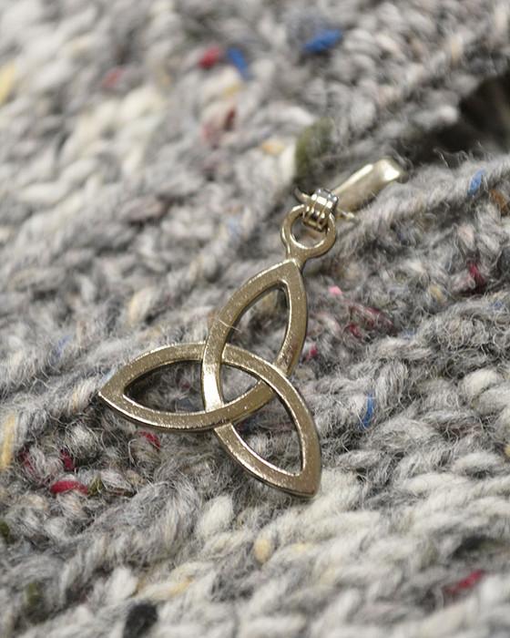 Aran Cashmere Women's Fair Isle Long Hooded Coatigan With Celtic Knot Zipper Pull‎