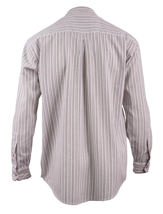 Aran Cashmere Women's Grandfather Shirt - Grey Stripe