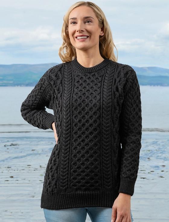 aran cashmere ‎Women's Heavyw‎eight ‎Merino Wool Aran Sweater‎‎‎‎‎‎‎‎‎