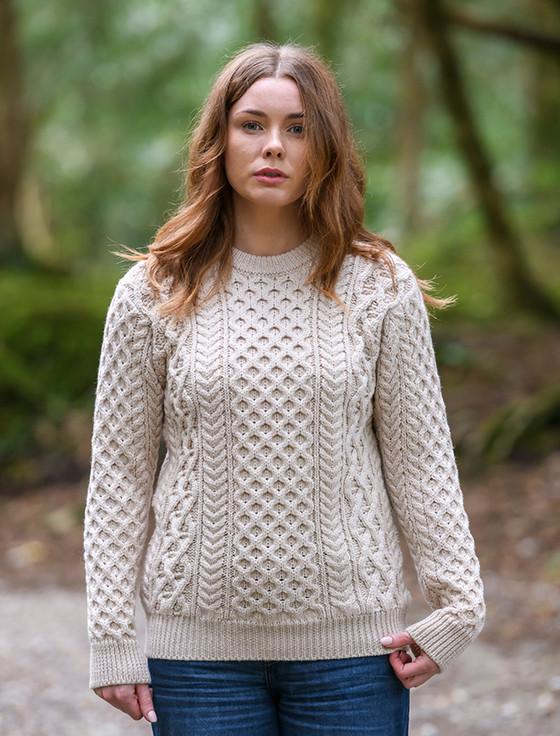 aran cashmere Women's Heavyweight Merino Wool Aran Sweater‎‎‎‎‎‎‎