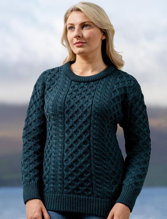 aran cashmere Women's Heavyweight Traditional Aran Wool Sweater‎‎‎‎‎