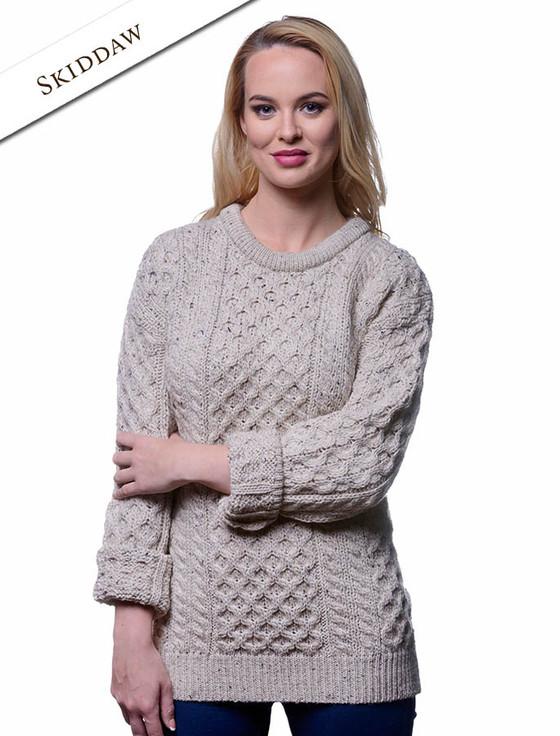 Aran Cashmere Women's Heavyweight Traditional Aran Wool Sweater‎