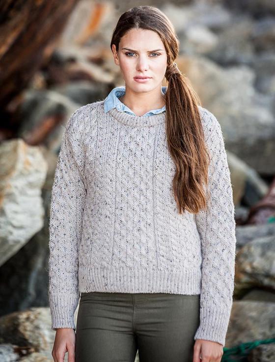aran cashmere Women's Heavyweight Traditional Aran Wool Sweater‎