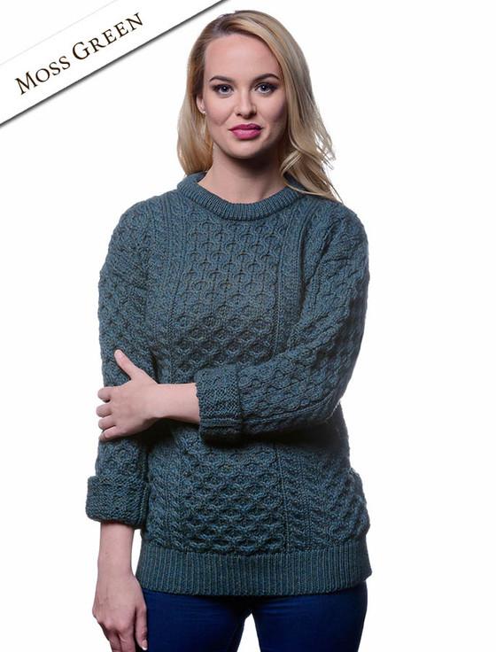 Aran Cashmere Women's Heavyweight Traditional Aran Wool Sweater‎‎