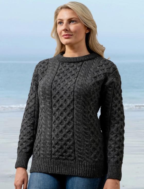 aran cashmere Women's Heavyweight Traditional Aran Wool Sweater‎‎‎‎