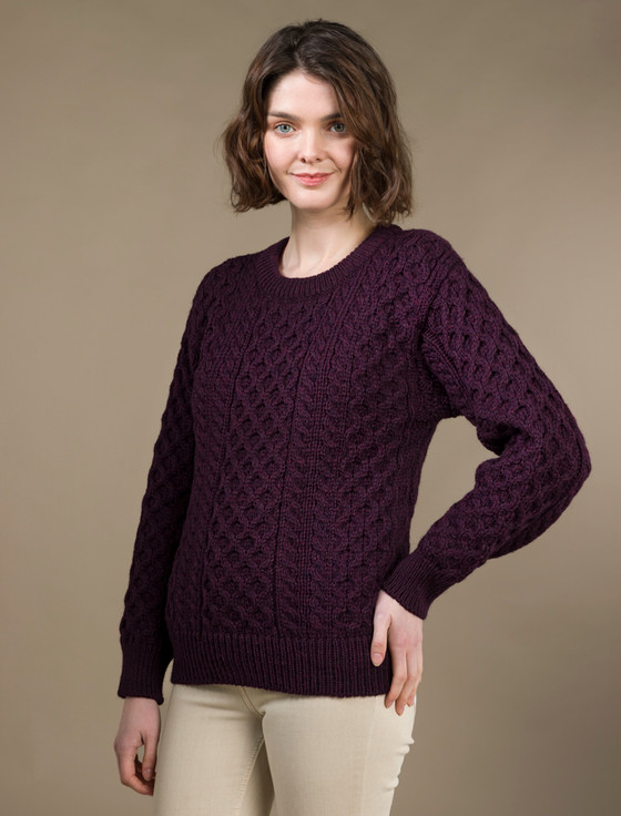 Aran Cashmere ‎Women's Heavyweight‎ Traditional Aran Wool Sweater‎‎‎‎