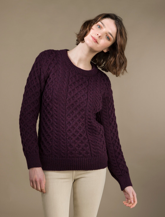 aran cashmere ‎Women's Heavyweight‎ Traditional Aran Wool Sweater‎‎‎‎