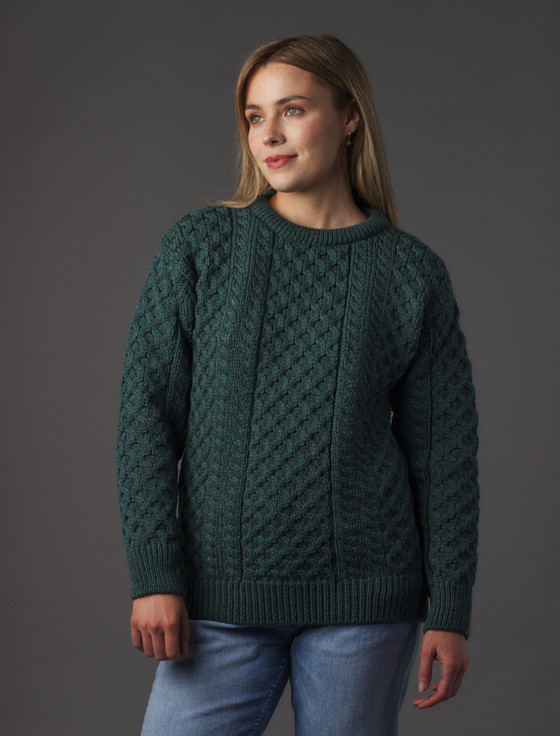 aran cashmere Women's Heavyweight Traditional Aran Wool Sweater