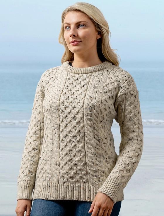 aran cashmere Women's Heavyweight Traditional Aran Wool Sweater‎‎‎‎‎‎‎