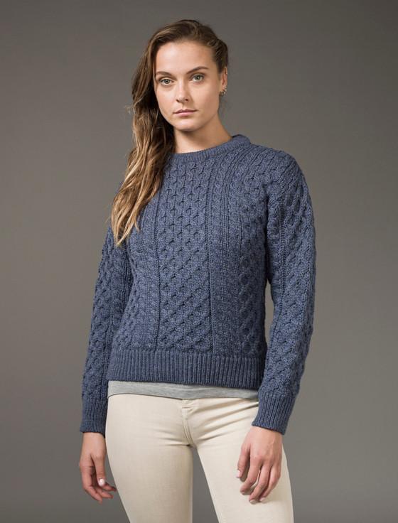 aran cashmere Women's Heavyweight Traditional Aran Wool Sweater‎‎‎