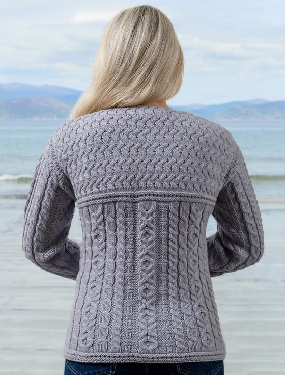 Aran Cashmere Women's Keyhole Crew Neck Aran Sweater‎