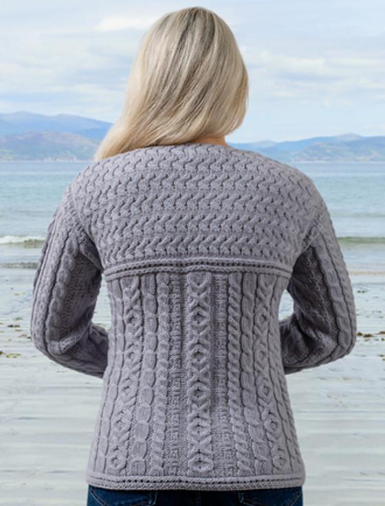 Aran Cashmere Women's Keyhole Crew Neck Aran Sweater