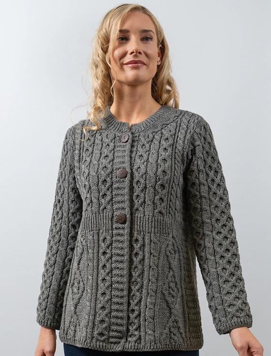 aran cashmere ‎Women's M‎erino Woo‎l A-Line Fit Cardigan‎‎‎