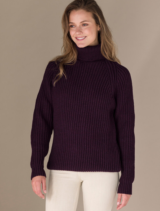 Aran Cashmere Women's Meri‎no Ribbed Turtleneck Sweater‎