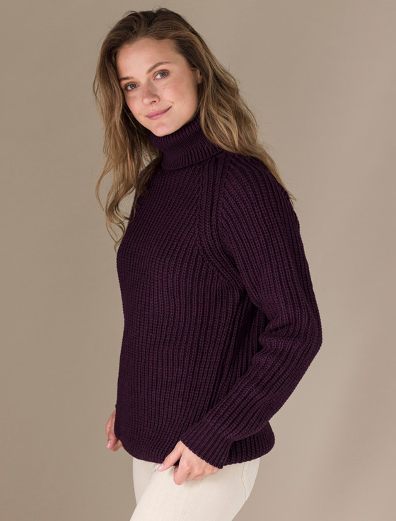 Aran Cashmere Women's Meri‎no Ribbed Turtleneck Sweater‎