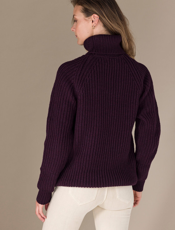 Aran Cashmere Women's Meri‎no Ribbed Turtleneck Sweater‎