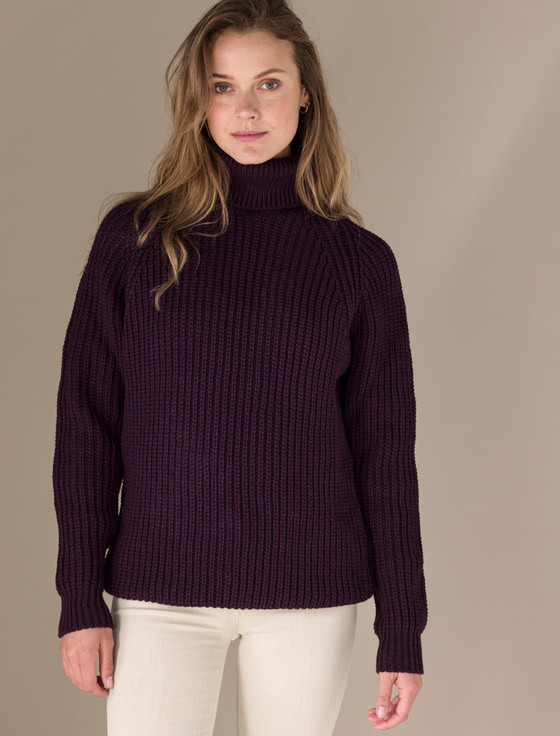 aran cashmere Women's Meri‎no Ribbed Turtleneck Sweater‎