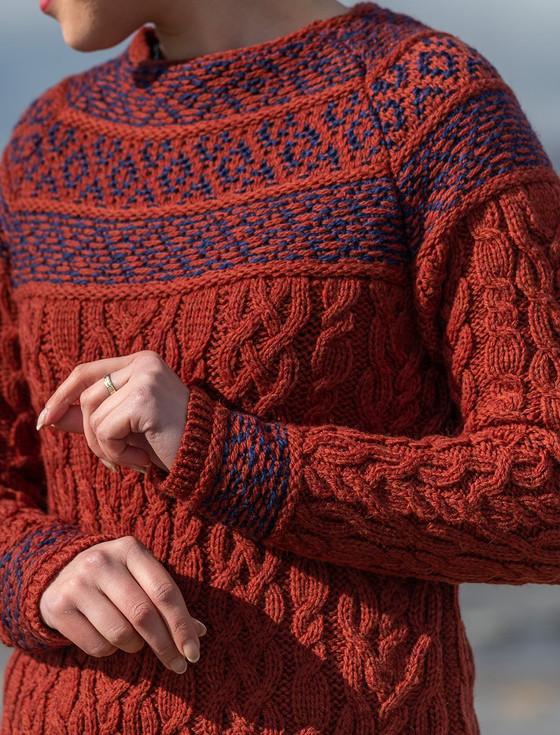 Aran Cashmere Women's Merino Fair Isle Aran Sweater With Pockets