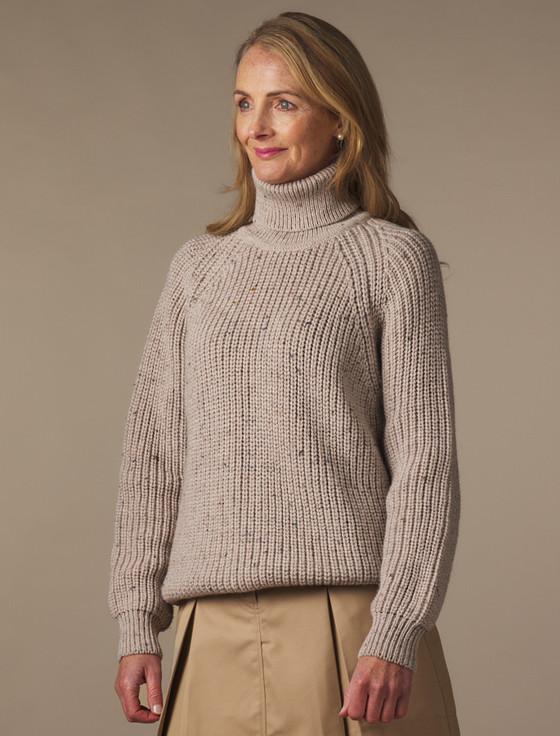 aran cashmere Women's Merino Ribbed Turtleneck Sweater‎‎‎‎‎‎