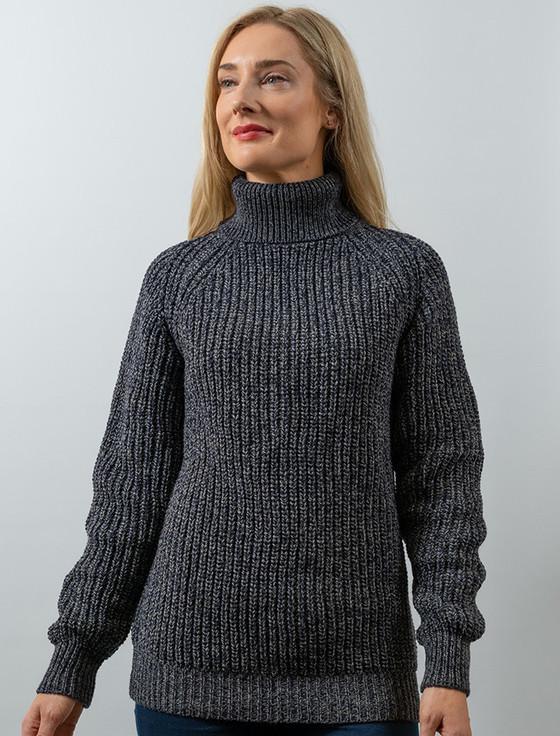 aran cashmere Women's Merino Ribbed Turtleneck Sweater‎‎‎‎‎